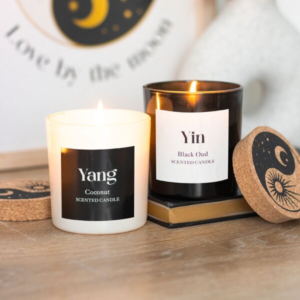 Set of 2 Yin Yang Black Oud and Coconut Candles - Aromatherapy