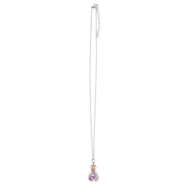 Calming Amethyst Crystal Chip Potion Bottle Necklace - Witchcraft Ritual - View 4