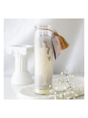 Aphrodite Goddess Tube Candle with Rose Quartz Crystals Aphrodite Goddess Tube Candle with Rose Quartz Crystals - Meditation Decor