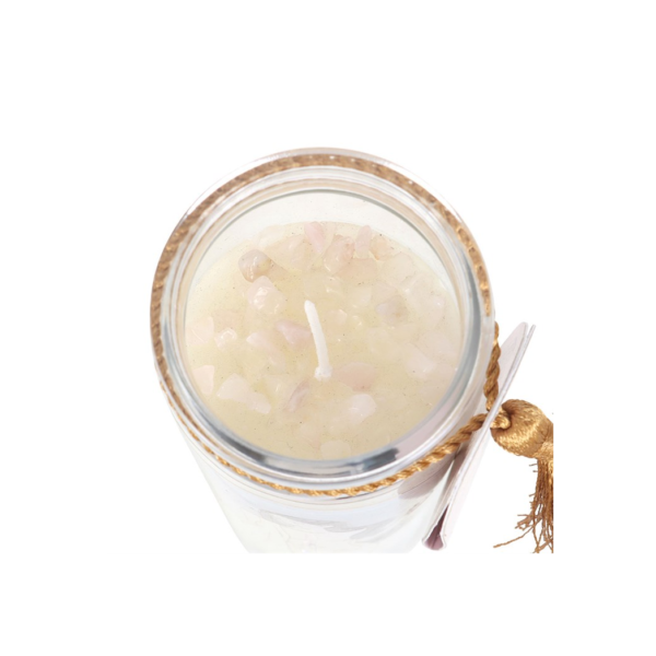 Aphrodite Goddess Tube Candle with Rose Quartz Crystals - Meditation Decor - View 4