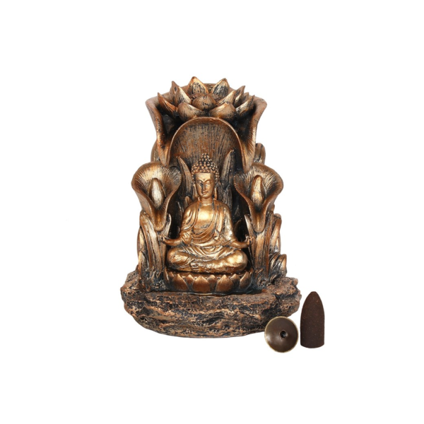 Bronze Buddha Backflow Incense Burner - Meditation Decor - View 3