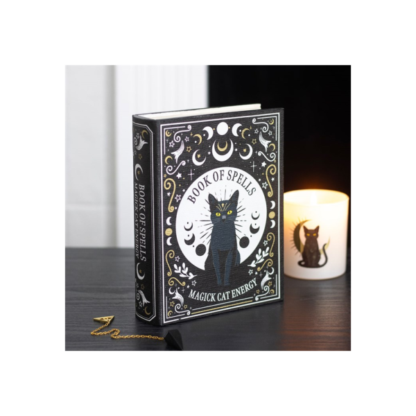 Black Cat Magick Book of Spells Shaped Storage Box Black Cat Magick Book of Spells Shaped Storage Box