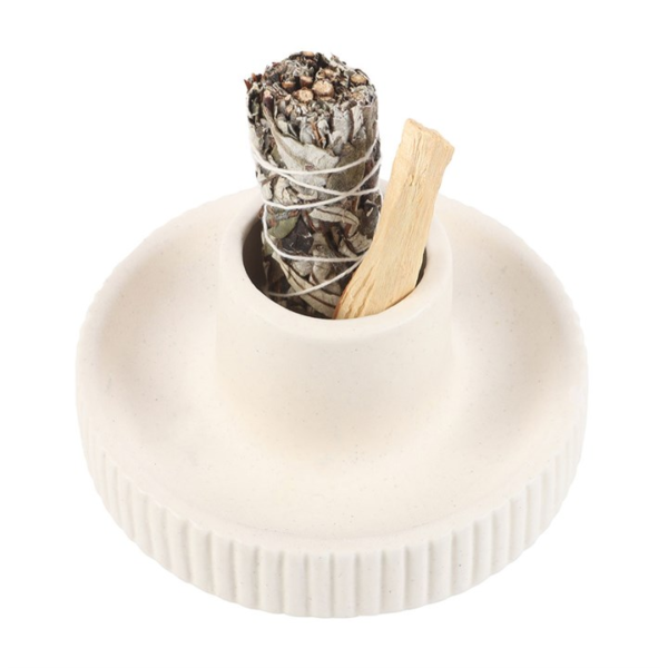 Cream Ribbed Smudge Bowl - Aromatherapy - View 2