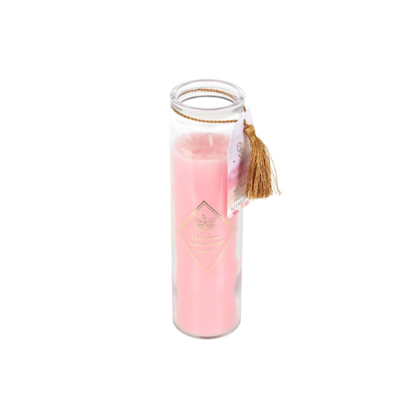 Mystic Rose Tube Candle with Rose Quartz Crystals - Meditation Decor - View 2