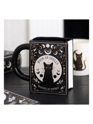 Black Cat Magick Book of Spells Book Shaped Mug