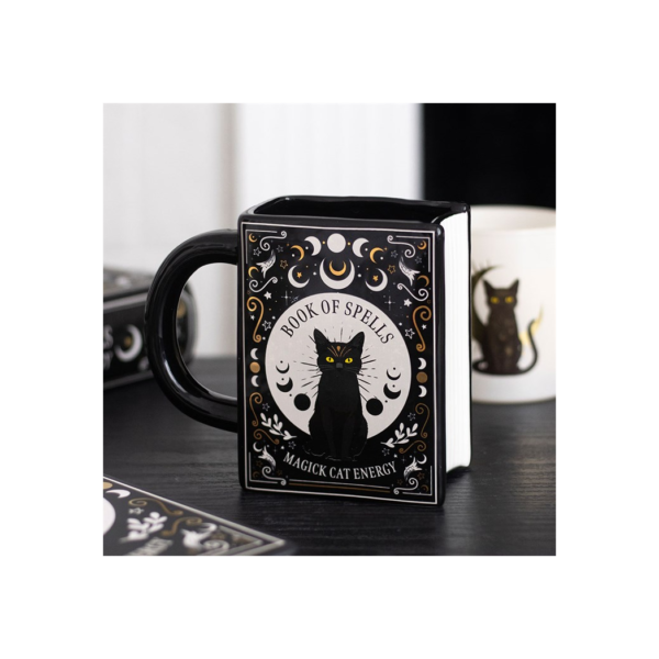 Black Cat Magick Book of Spells Book Shaped Mug Black Cat Magick Book of Spells Book Shaped Mug