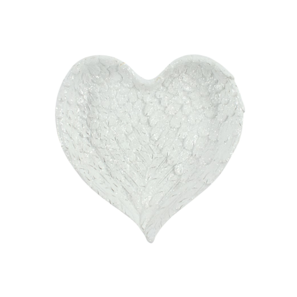 Glitter Heart Shaped Angel Wing Trinket Dish - Angel Figurine - View 2
