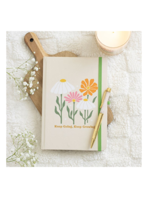 Keep Going, Keep Growing A5 Notebook with Rose Quartz Pen - Meditation Decor