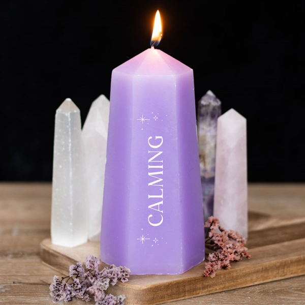 Calming Crystal Candle with Rough Amethyst Calming Crystal Candle with Rough Amethyst - Meditation Decor