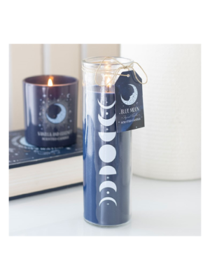 Blue Moon Phase Fig & Vanilla Scented Glass Tube Candle - Witchcraft Ritual
