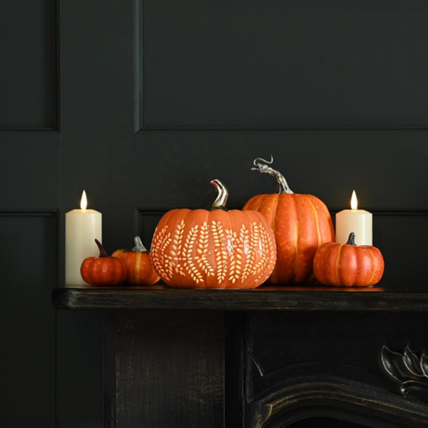 16cm Orange Porcelain Pumpkin Light-Up Decoration 16cm Orange Porcelain Pumpkin Light-Up Decoration - Gothic Decor