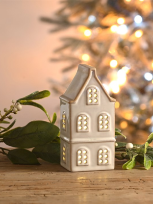 14cm Tall White Porcelain House Light-Up Decoration - Gothic Decor