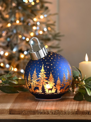 18cm Blue Bauble Light-Up Decoration 18cm Blue Bauble Light-Up Decoration - Gothic Decor