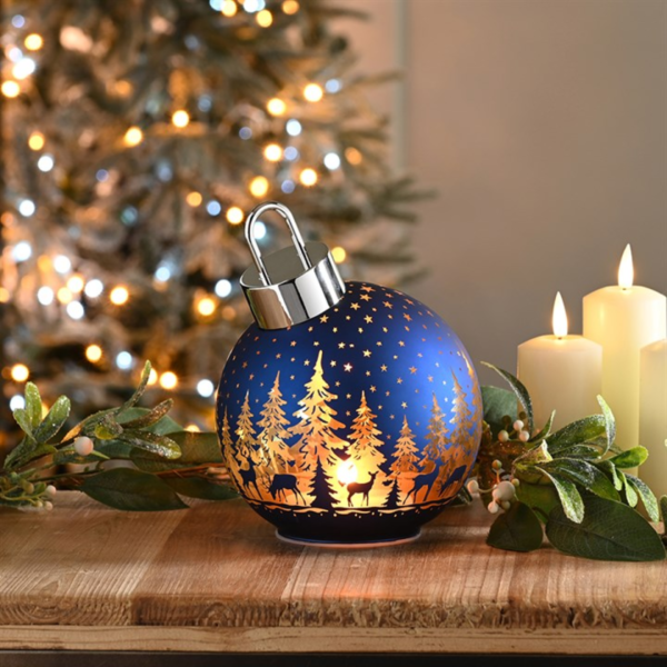 18cm Blue Bauble Light-Up Decoration - Gothic Decor