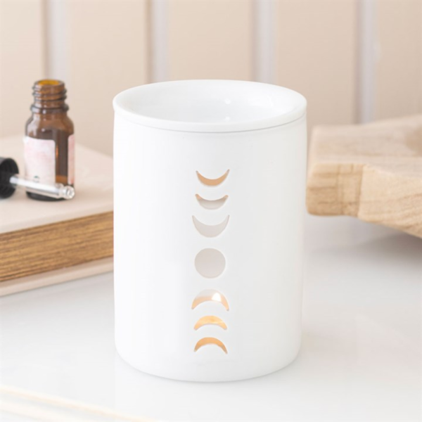 White Moon Phase Cut Out Oil Burner and Wax Warmer White Moon Phase Cut Out Oil Burner and Wax Warmer - Witchcraft Ritual