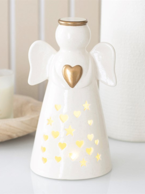 Large LED Light Up Angel Decoration with Heart Large LED Light Up Angel Decoration with Heart - Angel Figurine