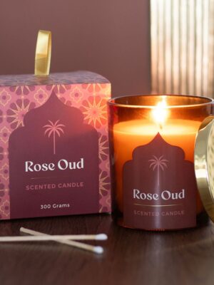 Arabian Nights Rose Oud Scented Candle - Aromatherapy