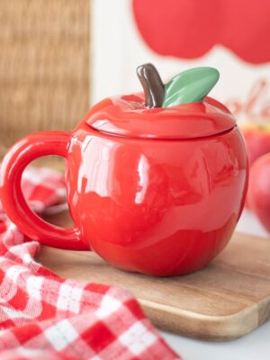 Apple Shaped Lidded Mug - Ceramic Mug