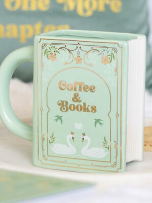 Coffee and Books Green Book Shaped Mug - Ceramic Mug