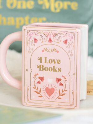 I Love Books Pink Book Shaped Mug - Ceramic Mug