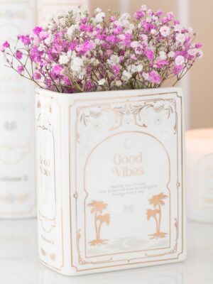 White Book Shaped Vase - Book Decor