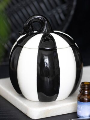 BJ_21626.jpg Black and White Striped Pumpkin Oil Burner - Spiritual Home Decor