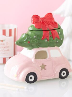 Pink Car with Christmas Tree Oil Burner - Spiritual Home Decor