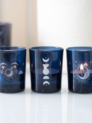 Set of 3 Blue Moon Votive Candle Holders - Aromatherapy