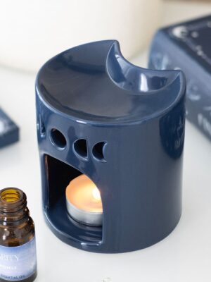 Blue Crescent Moon Oil Burner - Spiritual Home Decor