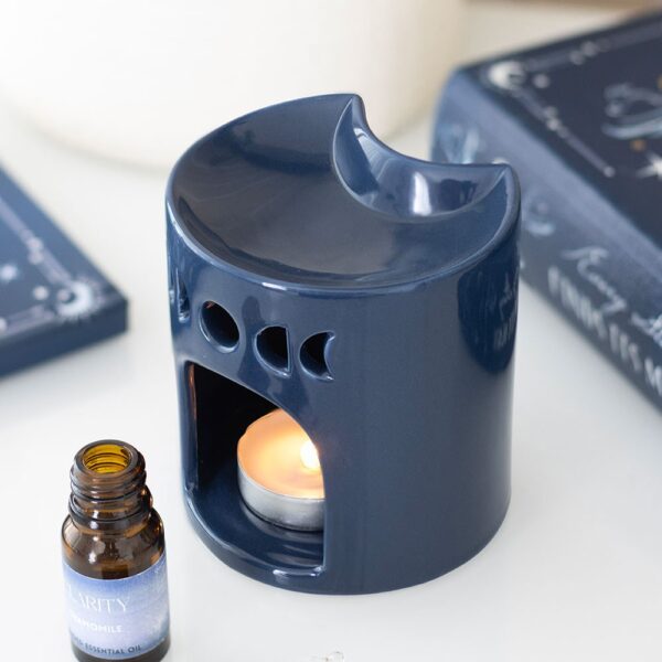 Blue Crescent Moon Oil Burner - Spiritual Home Decor