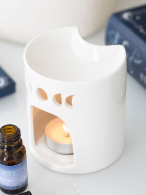 White Crescent Moon Oil Burner - Spiritual Home Decor