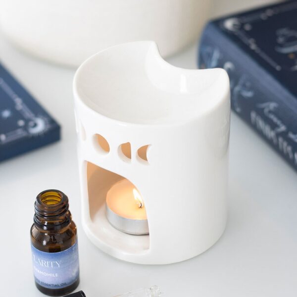 White Crescent Moon Oil Burner - Spiritual Home Decor