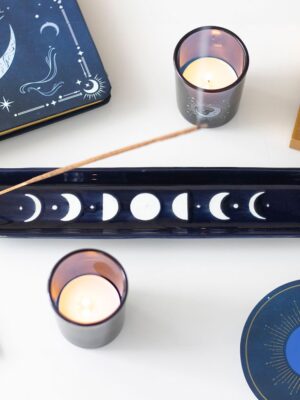 Blue Moon Phase Ceramic Incense Ash Catcher - Aromatherapy