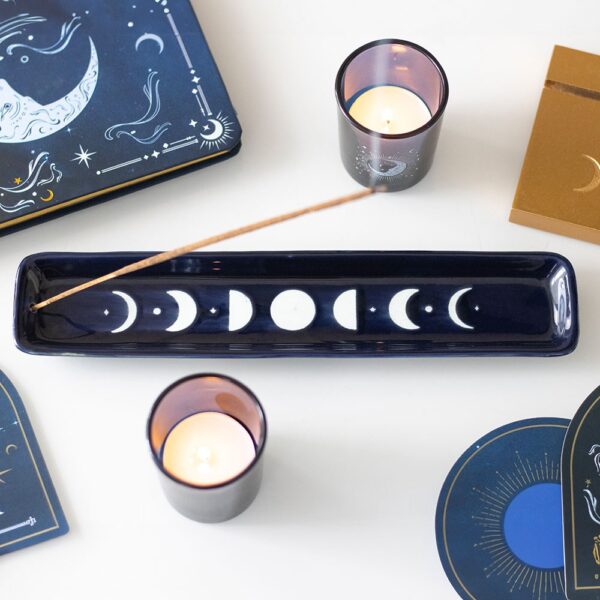 BM_61826.jpg Blue Moon Phase Ceramic Incense Ash Catcher - Aromatherapy