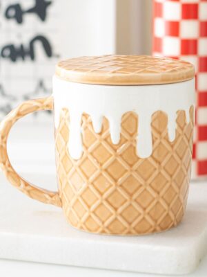 Waffle Mug and Coaster Set - Ceramic Mug