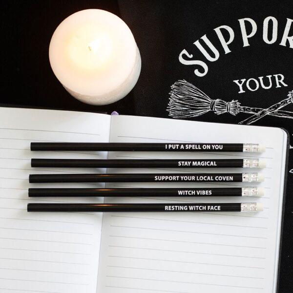 The Coven Club Set of 5 Witchy Pencils - Spiritual Home Decor