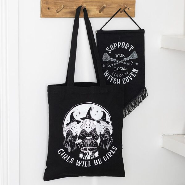 Girls Will Be Girls Witchy Polycotton Tote Bag - Spiritual Home Decor