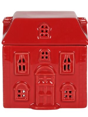 Red Ceramic House Oil Burner - Spiritual Home Decor