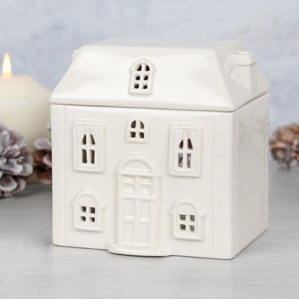CR_01620.jpg White Ceramic House Oil Burner - Spiritual Home Decor