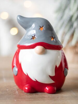 Red and Grey Gonk Tealight Holder - Spiritual Home Decor