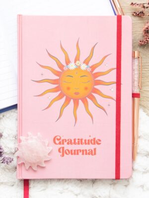 The Sun Gratitude Journal with Rose Quartz Pen - Spiritual Home Decor