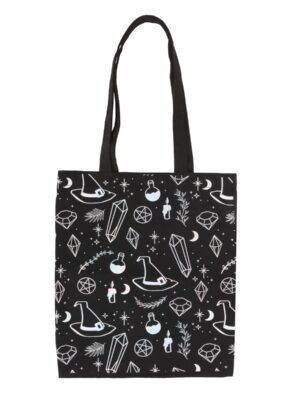 CW_92424.jpg Crystal Witch Print Polycotton Tote Bag - Witchcraft Ritual