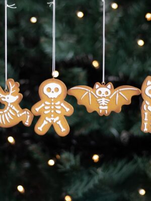 Set of 4 Creepy Skeleton Cookie Ornaments - Spiritual Home Decor