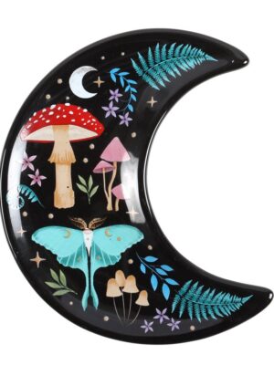 Crescent Moon Dark Forest Print Trinket Dish - Gothic Decor