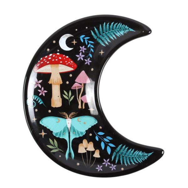 Crescent Moon Dark Forest Print Trinket Dish - Gothic Decor