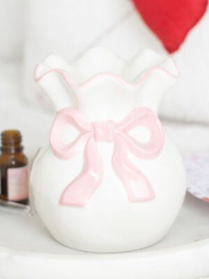 White and Pink Bow Oil Burner - Spiritual Home Decor