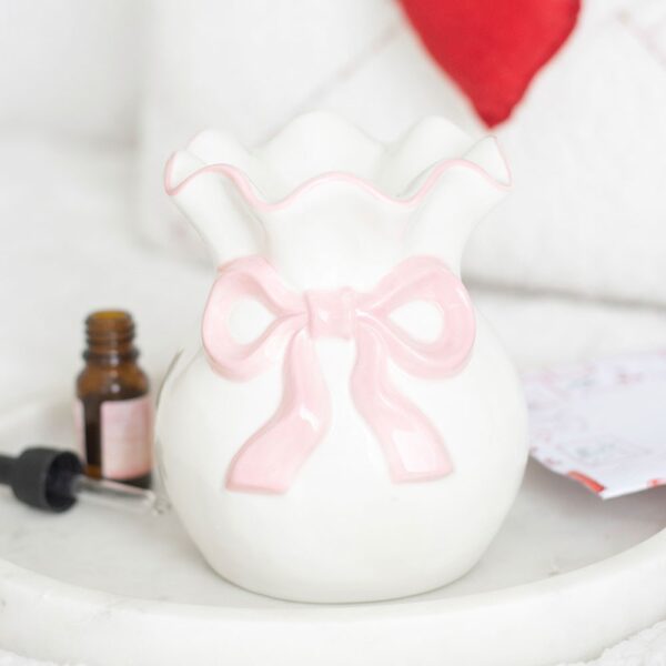 White and Pink Bow Oil Burner - Spiritual Home Decor