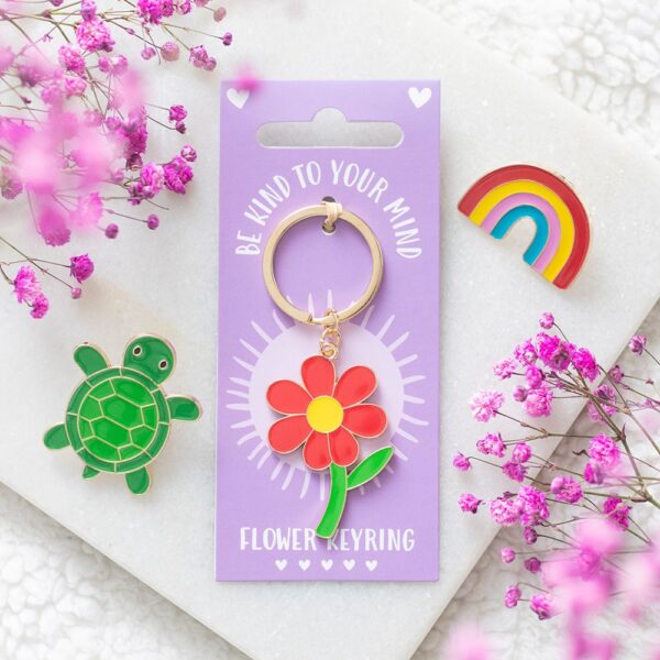 Be Kind to Your Mind Flower Keyring - Spiritual Home Decor