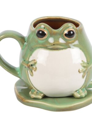 Frog Shaped Mug and Lily Pad Saucer - Ceramic Mug