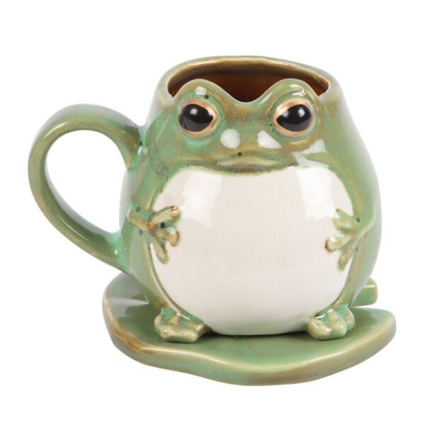 Frog Shaped Mug and Lily Pad Saucer - Ceramic Mug